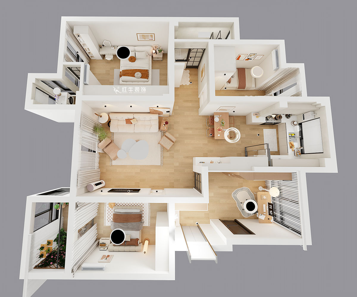 朱明琪｜紫气钟山21-1-202-110㎡-北欧风格｜3室2厅1卫｜老房装修｜定制家｜全包15万｜00_04鸟瞰图